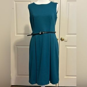 NWT Calvin Klein belted teal sheath dress, size 8